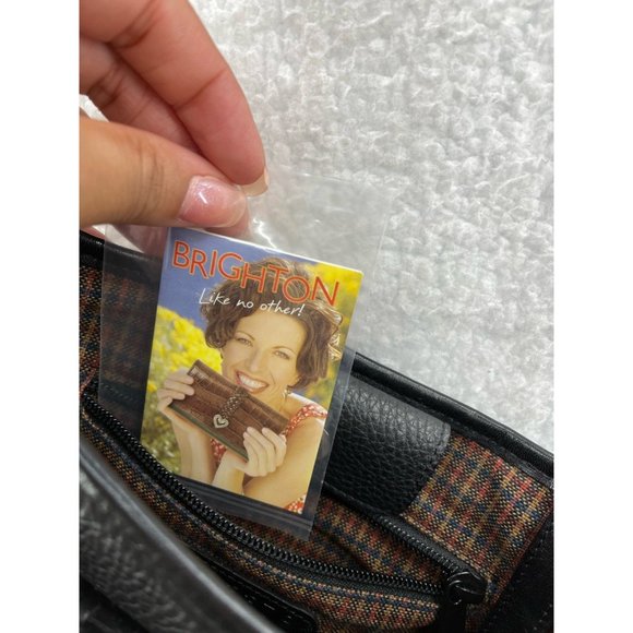 Brighton Womens Shoulder Bag Black Leather Magnetic Basket Weave S - Picture 11 of 12